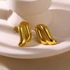 Stainless Steel Wing Smooth Stud Earrings for Women Fashion Gold Color Metal Irregular Water Drop Earrings Zircon Gifts 2024