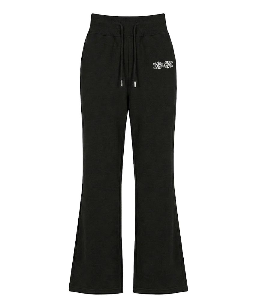ESCAPEFROM Big Vintage Cross Print Bootcut Sweatpants Black
