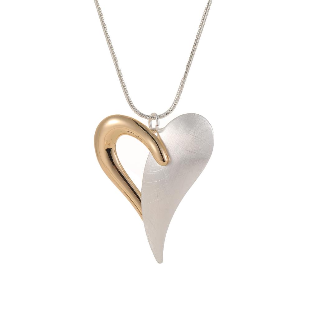 Collar colgante de corazón hueco de dos tonos