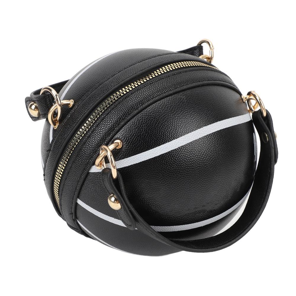 Robuste PU-Leder Basketballtasche mit Reißverschluss Mehrere Tragemöglichkeiten Basketballförmige Handtasche Umhängetasche für Freizeitaktivitäten