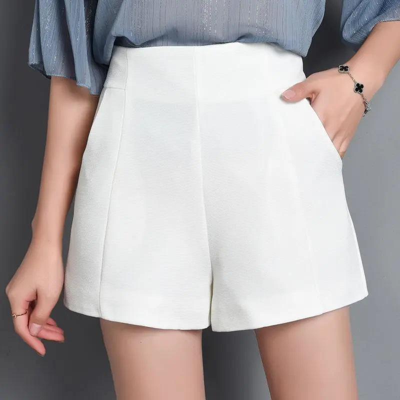 

Women s Plus Size High Waist White A-Line Shorts - Slimming, Loose Fit, Wide Leg, Perfect for Spring/Summer Casual Wear S белый
