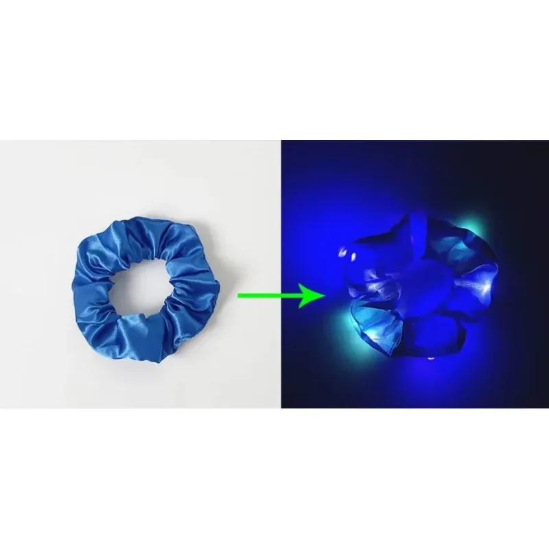 1pcs LED Luminous Hair Scrunchies Light Up Hair Scrunchies Elastic Light Women Girls Hair Bands for Halloween Christmas Party