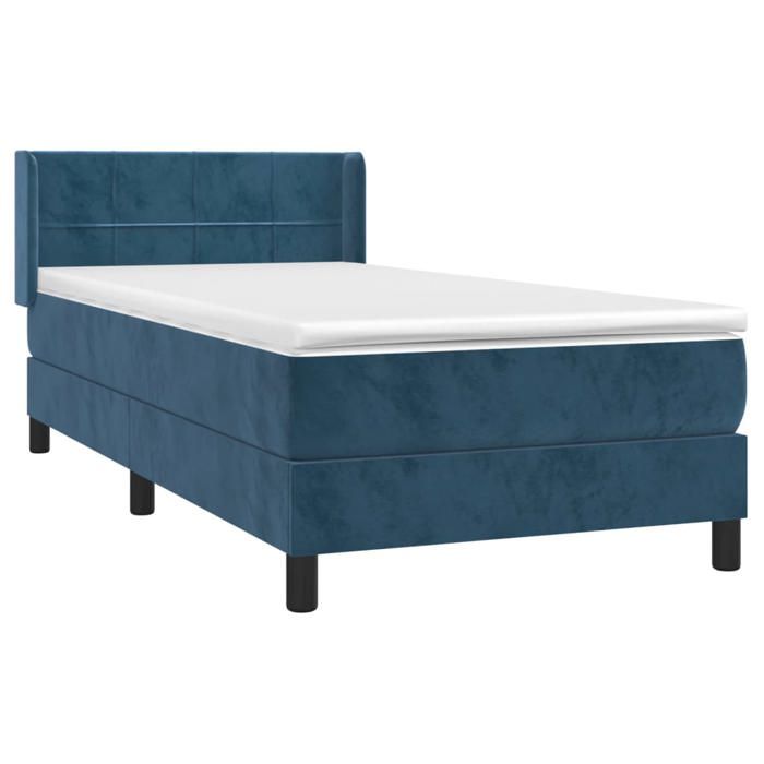3130941 vidaXL Lit à sommier tapissier avec matelas Bleu foncé 90x200 cm