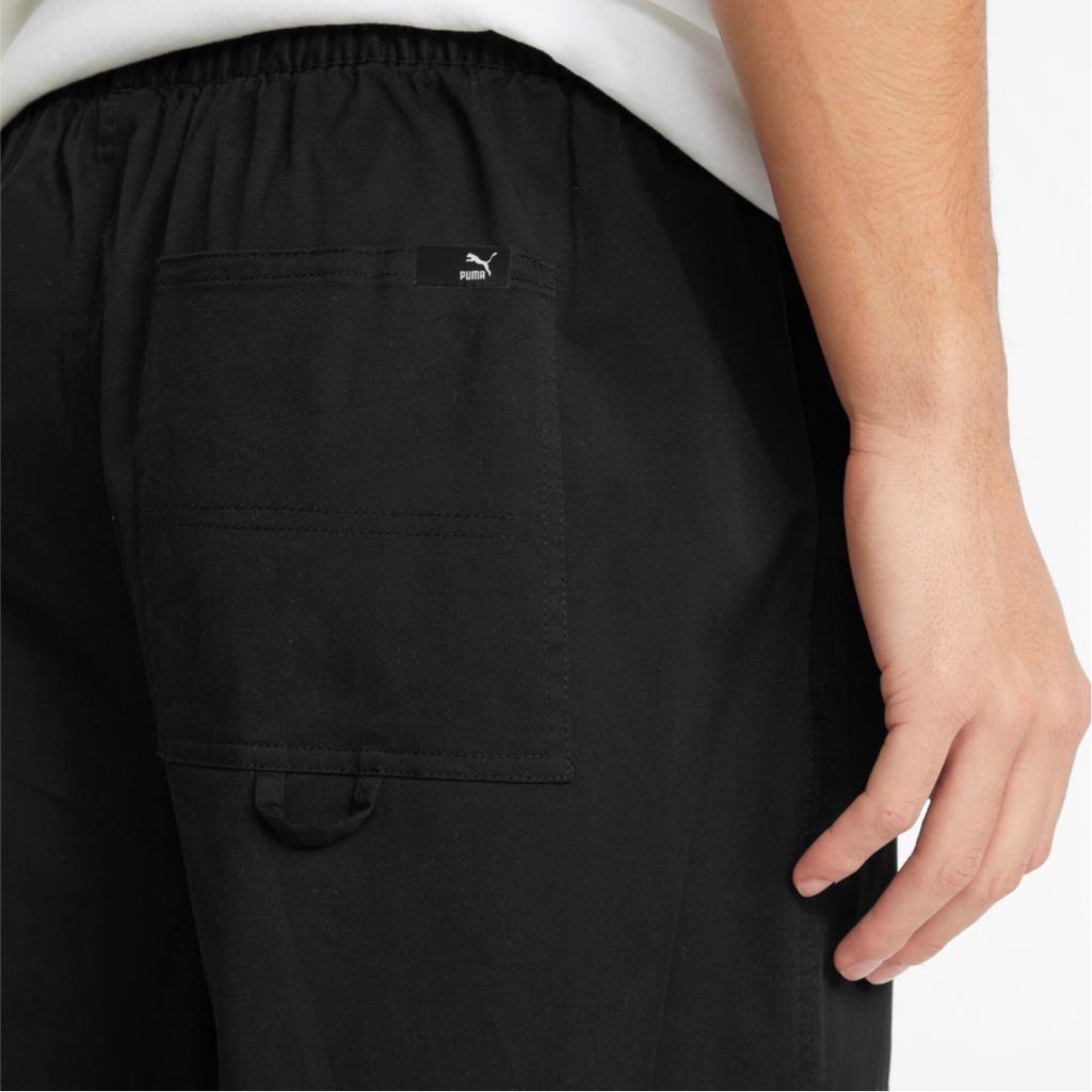 Puma Embroidered Logo Drawstring Elastic Casual Sports Pants Men Bottoms Black 535396-01