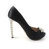Tolle MIUMIU Pumps Offene Zehenpartie mit Kristallschmuck Schwarz Satin Damen 37 Gebraucht