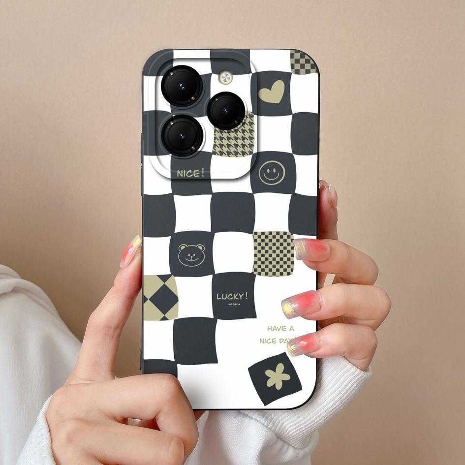 Etui na telefon do Infinix Zero 30 Hot 40 Note 40 Pro+ GT 20 Pro Itel RS4 4G Modny wzór w kratkę Wysokiej jakości silikonowy miękki antypoślizgowy luksusowy pokrowiec