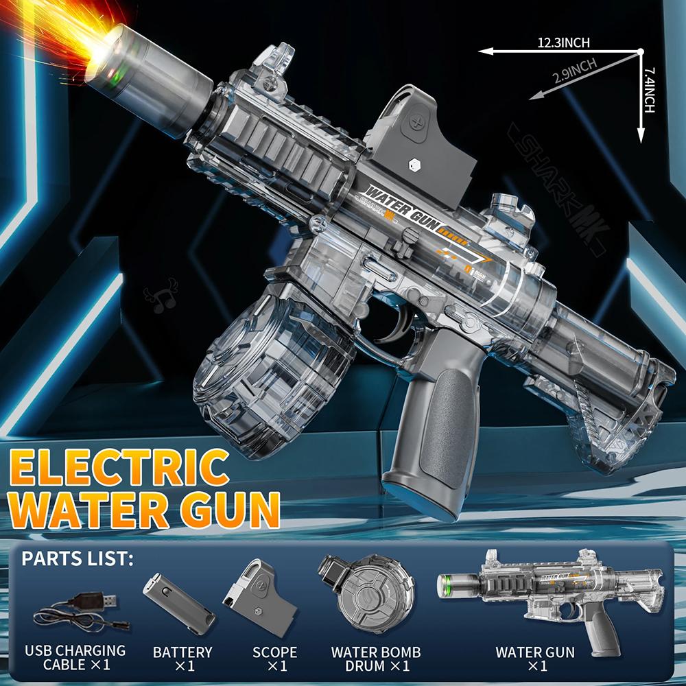 M416 Led Simulation Fire Electric Water Guns for Children Large Capacity Automatic Continuous Water Gun Boy Summer Outdoor Toys