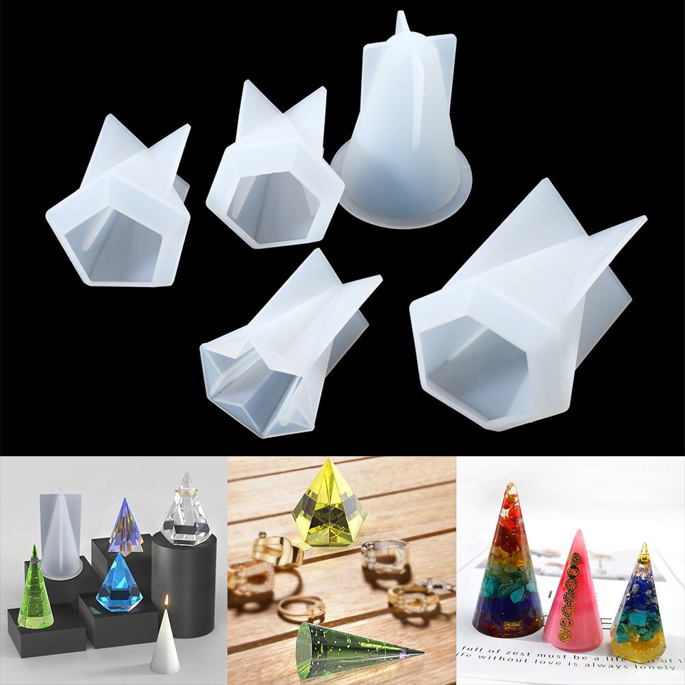 Diamond Shape Handmade Candle Mold Cone Clear Silicone Candle Mold Scented Candle Mould For Diy Making Handmade UV Epoxy Crystal