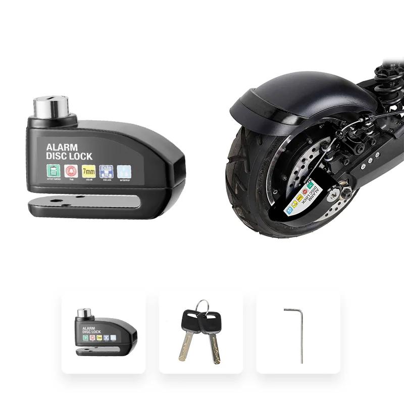 Electric Scooter Motorcycle Alarm Disc Lock Metal Waterproof Anti-theft Brakes Disc Lock Motorcycle Bicycles Scooter Bike Parts Black Alarm Lock