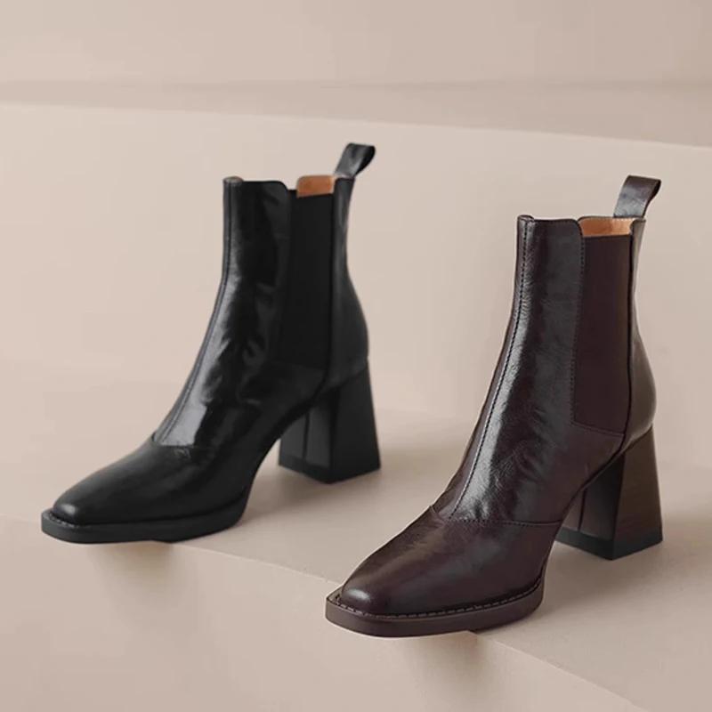 Ankle Boots for Women High Heels Fashion Luxury Shoes Chunky Short Winter Boots Dress  New Elegant Pumps Mujer Chelsea Boots