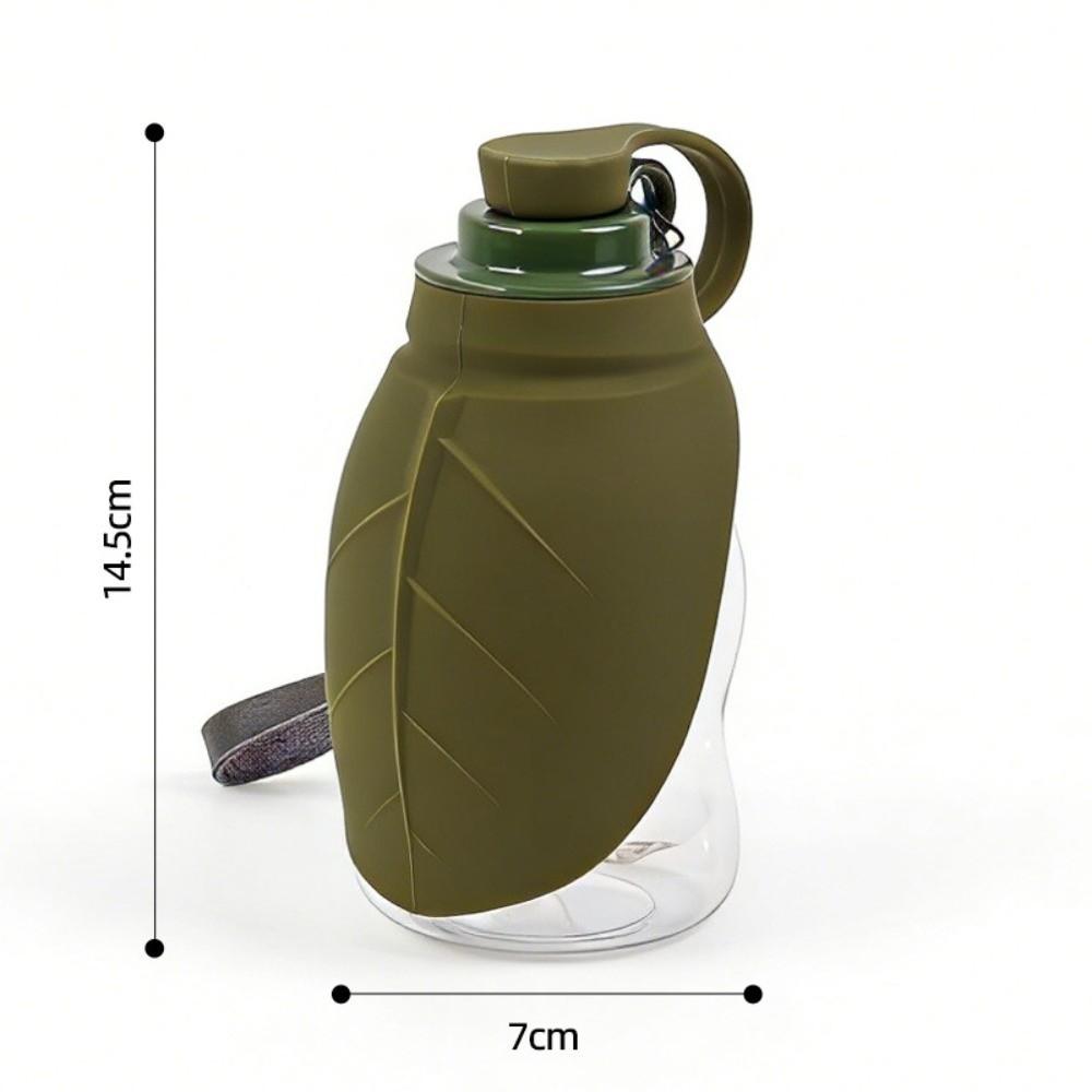 

2-In-1 Leaf-shaped Pet Water Bottle Foldable 300ML Pet Water Dispenser with Lanyard Travel Dog Water Bottle зелёный