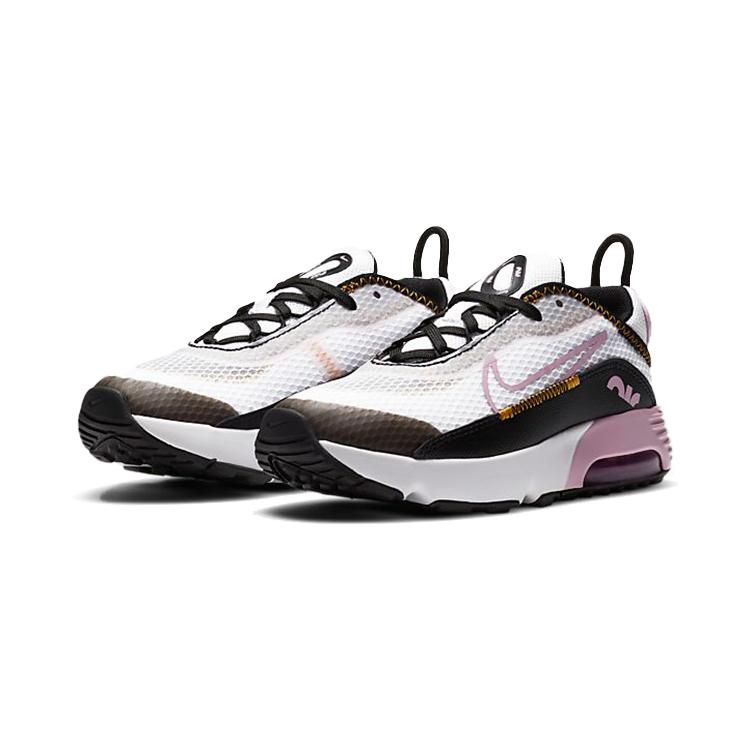 Nike Air Max 2090 Cushioning Rebound Low top Running Shoes Black White Pink Children Aged 3 7 Years Old CU2093-104