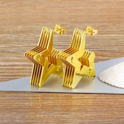 

Nidin Fashion Classic Design Gold Plated Hollow Star Shape Earrings Punk Rock Style Lucky Party Birthday Gift Accessories золотой