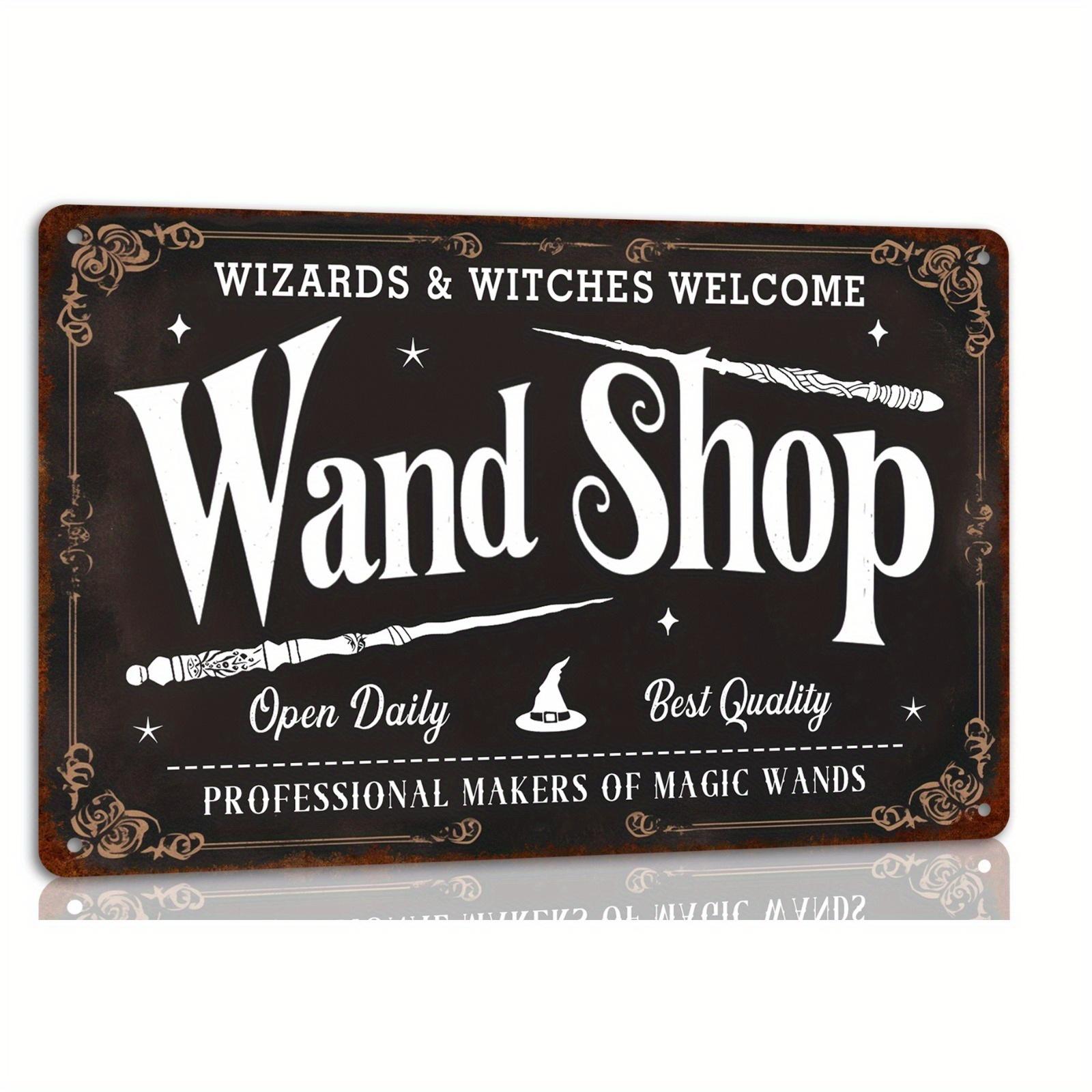 Vintage Wizards Witches Wand Shop Open Daily Best Quality Magic Themed Metal Tin Sign 20x30cm（7.8x11.8inch）