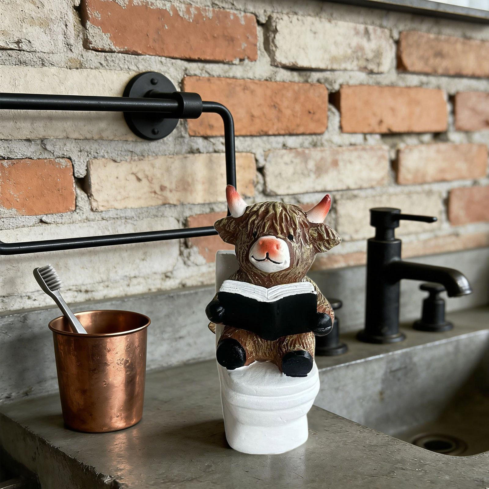 

Cow Figurine Model Bathroom Statue Collection Desktop Ornaments Miniature Animal Toy for Office C