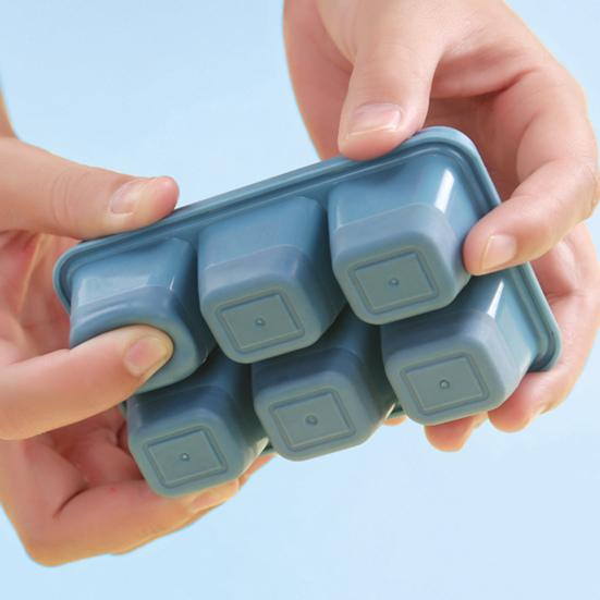 1 Set Ice Tray Mold with Lid 6 Grids DIY Making Ice Cube Tray Box Silicone Mold Kitchen Tools