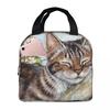 Cat Sleeps On A Tree Branch Insulated Lunch Bag for Women Office Cooler Thermal Food Box Tote Portable Lunch Boxes Container