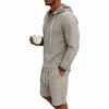 Men's Casual Long-sleeved Tooling Shirt Multi-pocket Shorts Set