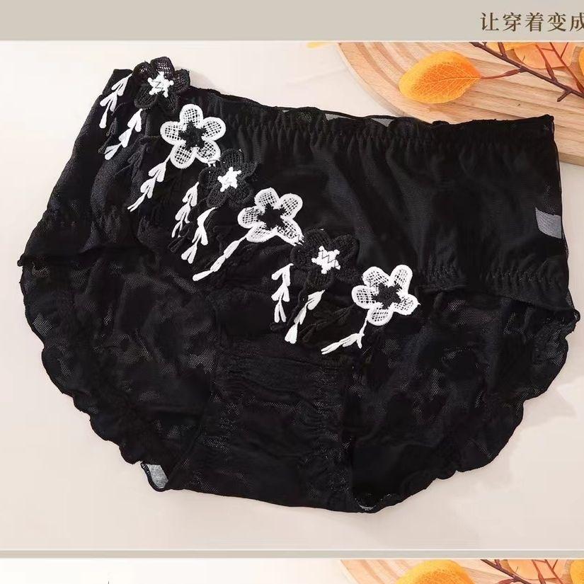 Medium High Waist Lace Chubby Sister Plus Size Women's Underwear Sexy Retro Chinese Style Triangle Underwear