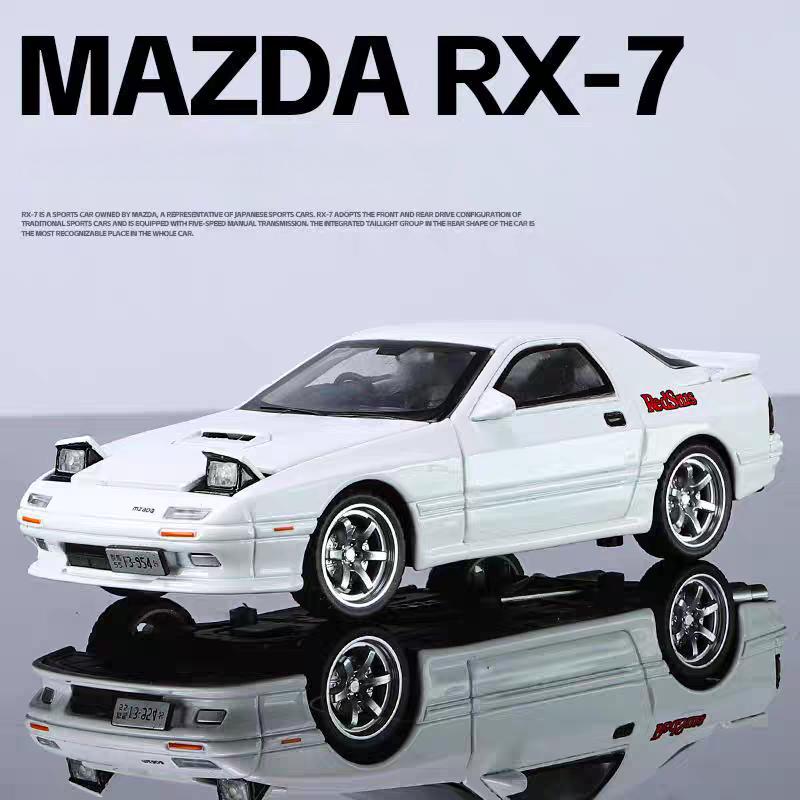 Initial D JDM Mazda RX-7 FC3S Supercar Simulation Diecast & Toy Vehicles Sounds & Light Pull Back Car 1:32 Alloy Model