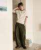 Seteo Cotton Curved Pants Khaki