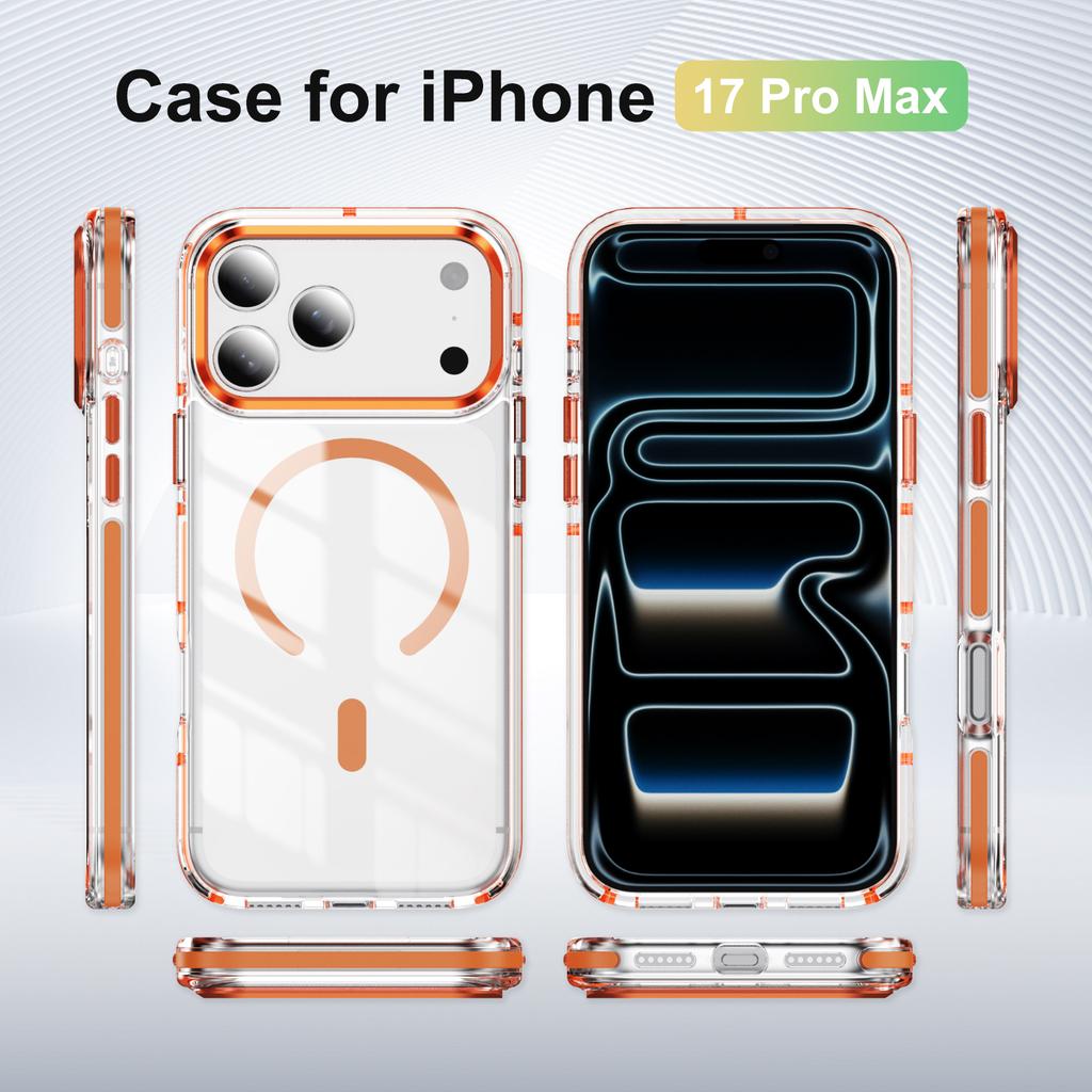 Luxury Color Bumper Armor Magnetic Case for iPhone 17 Air 16 15 14 13 Pro Max Plus For Magsafe Wireless Charge Clear Soft Cover
