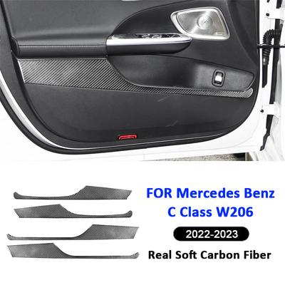 For Mercedes Benz C Class W206 - Carbon Fiber 4PCS Car Door Anti-Kick Panel Cover Decoration Sticker Auto Interior Parts