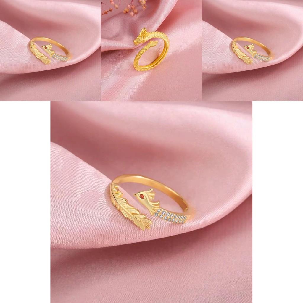 Beautifully Crafted Gold Plated Dragon And Phoenix Rings For Couples In 2023 Fashion
