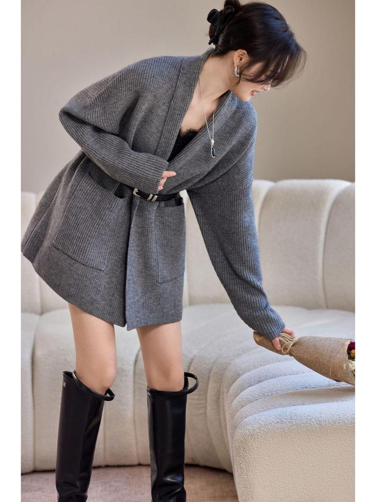 2025 Autumn/Winter Pineapple Stitch Thick Cardigan Coat - Women's Wool Knitwear Sweater