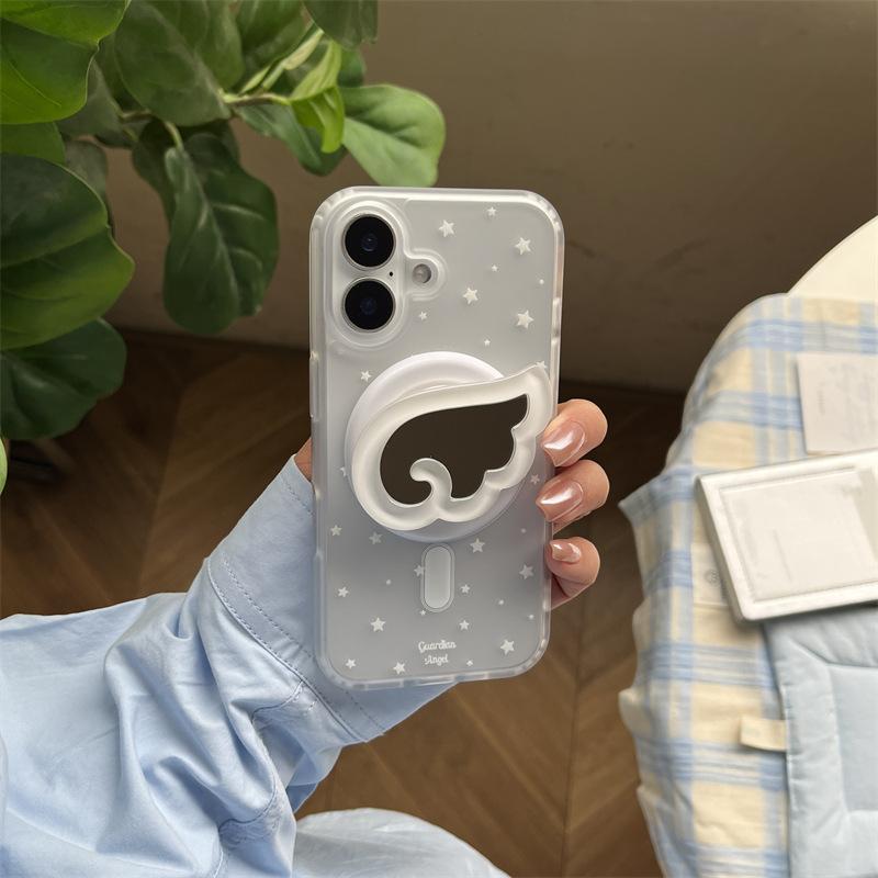 

Star Angel Wings Mirror Magnetic Stand Compatible with iPhone 17 Pro Max Apple 16 Phone Case 15 for Women 14 iPhone 17