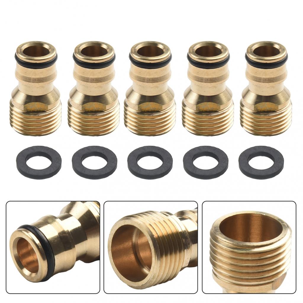 5pcs Brass Tap Adaptors External Thread Fitting Hose
