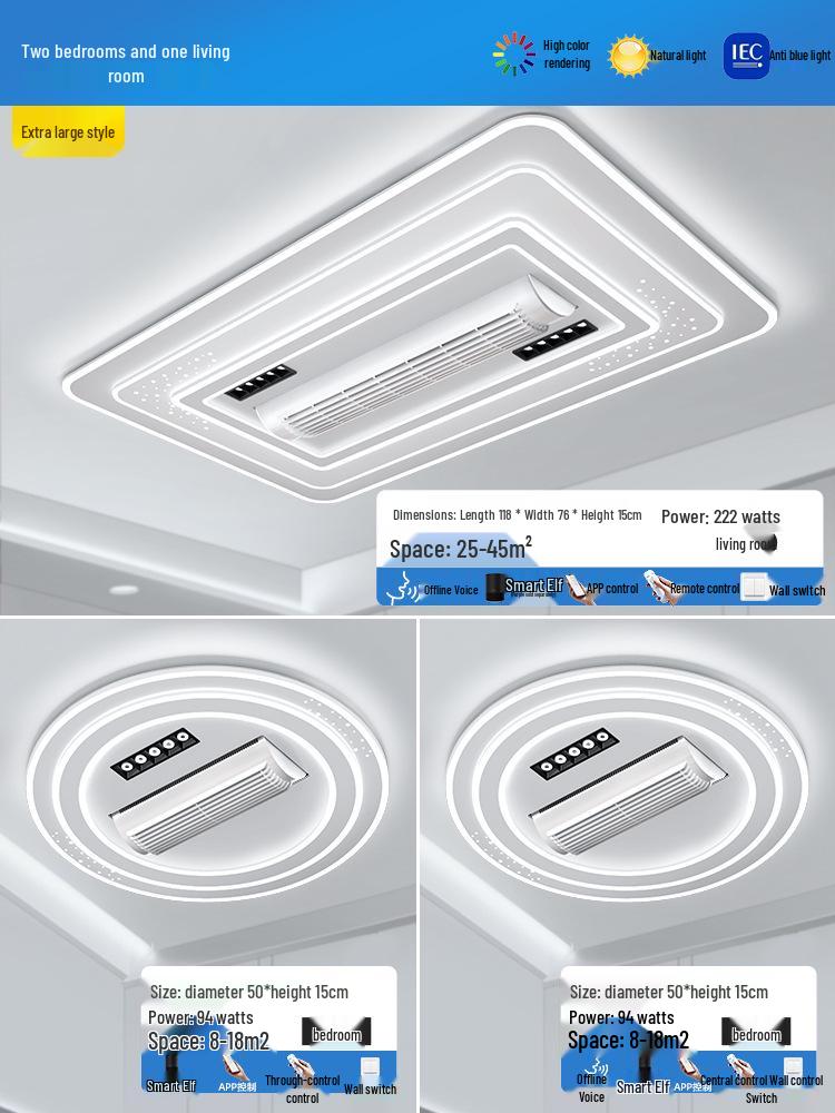 Modern Bladeless Ceiling Fan Light: Grand Design for Living & Dining Rooms