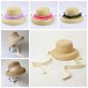 Rounded Toddler Beach Hat Large Brim Sunshade Straw Cap Sunscreen Hat Children Straw Hat  Outdoor