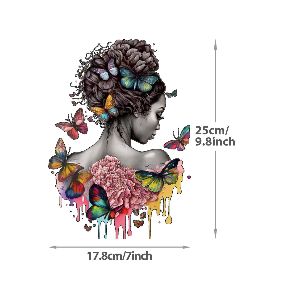 

Черная женщина Бабочка Термопереводная наклейка Печать на футболках Наклейки на одежду Толстовки Сделай сам Термопресс Аппликация Утюгом Нашивки