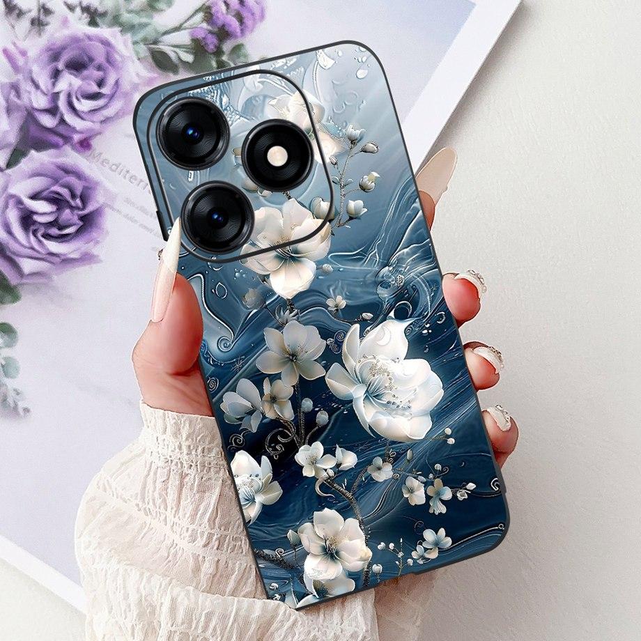 Luxury Matte Silicone Soft Case For Tecno Spark 10c 10 Pro Spark10 4G 5G KI5k KI5q KI7 KI8 Capa Flower Loving Heart Bowknot Etui
