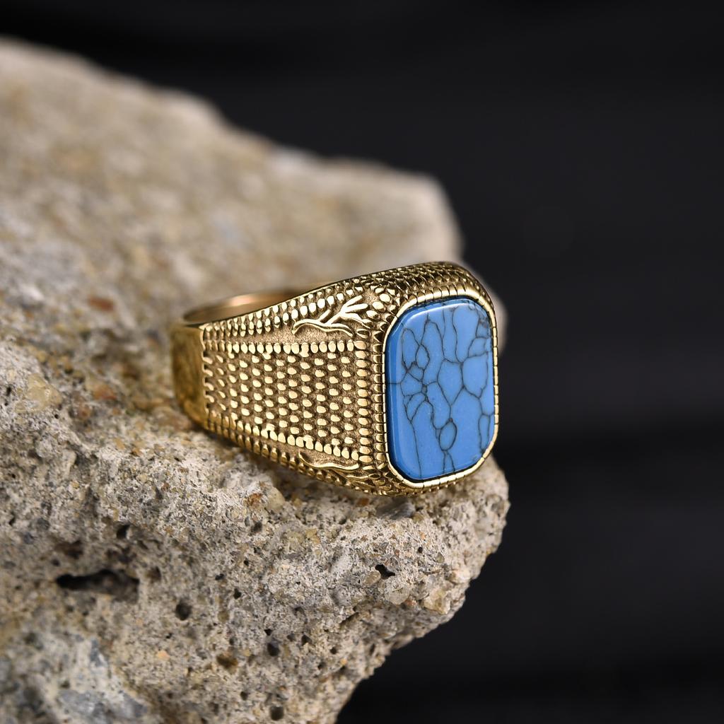 R3271 Para Hombre/Mujer Alta Calidad Acero Inoxidable 316L Múltiples Colores Estilos de Piedras Preciosas Anillos de Ónice Joyería Clásica Tendencia de Moda