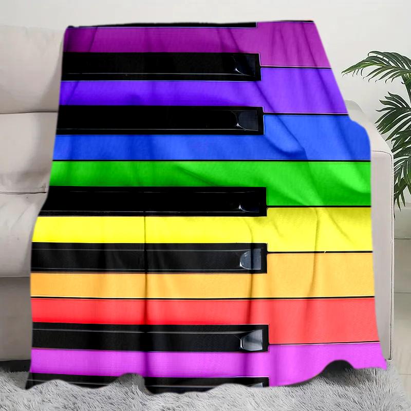 1PC Piano Keys Music Printed Blanket, All Season Lightweight Home Office Outdoor Nap Multifunctional Blanket A17