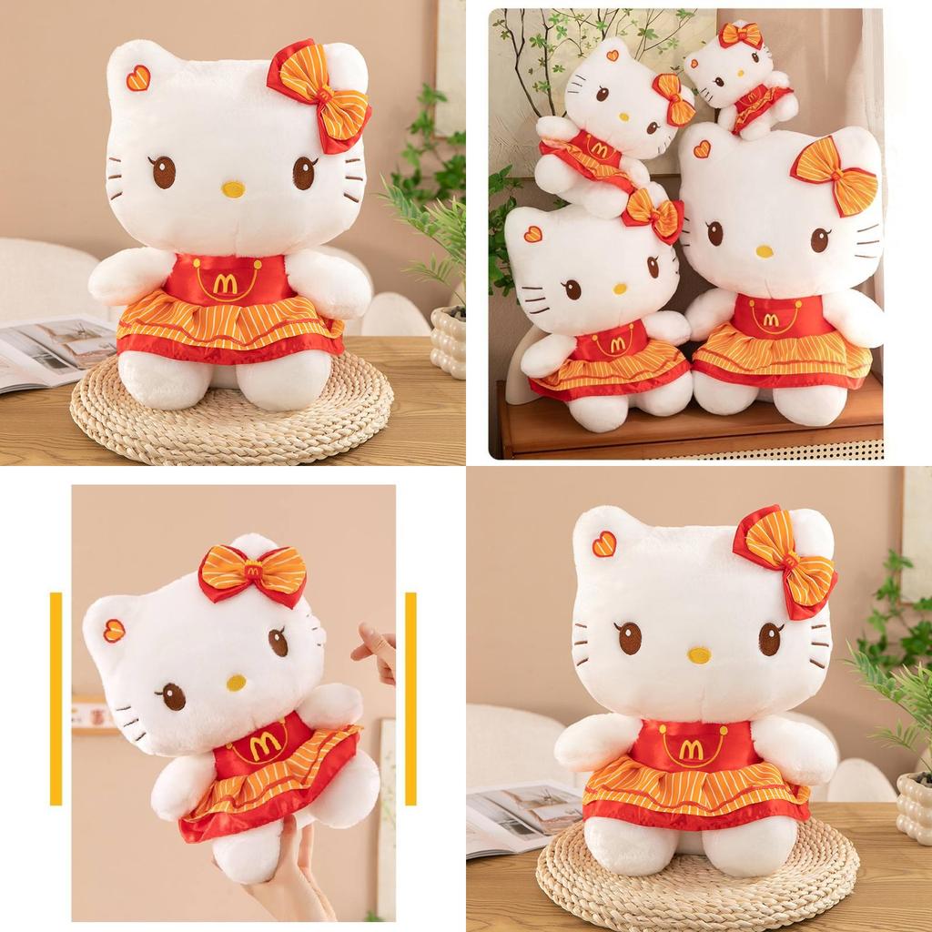 Entzückende Kt Cat Plüschpuppe in charmantem rotem Kleid, perfekt für Kinder-Sammlerstücke