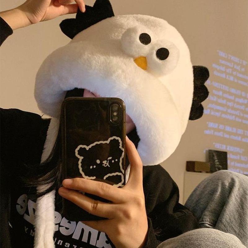 Cute Funny Plush Hat Women's Winter Warm Plush Thickened Cold-proof Furry Ear Hat New