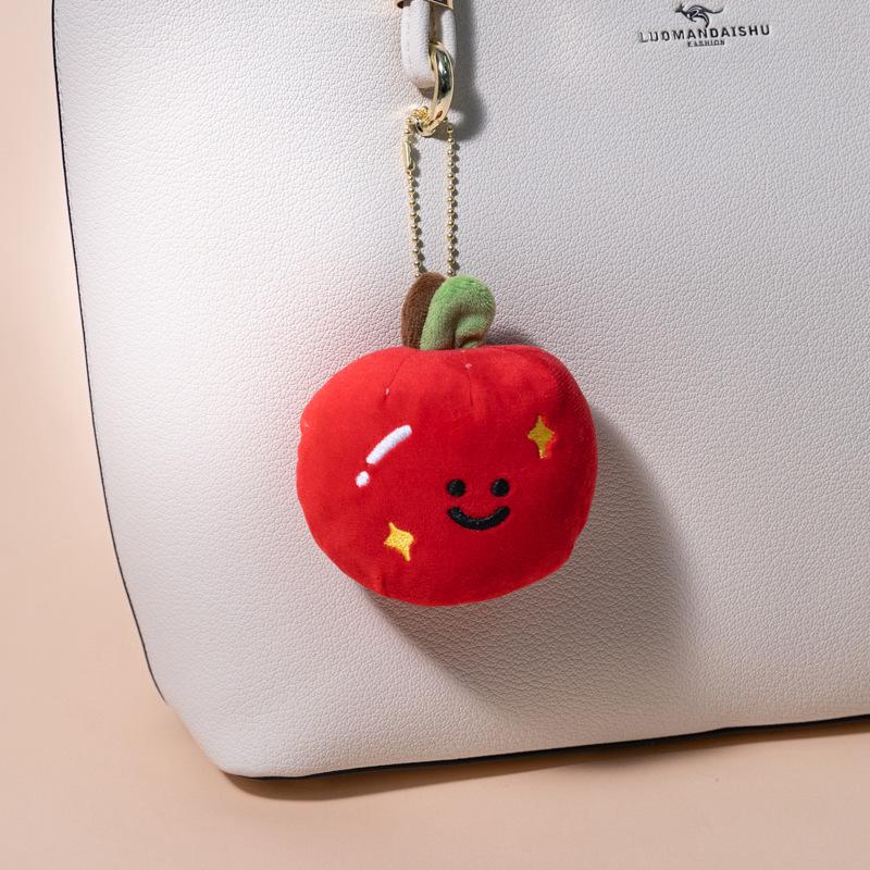 Fruit Plush Toy Keychain - Persimmon, Apple, Banana Backpack Accessory