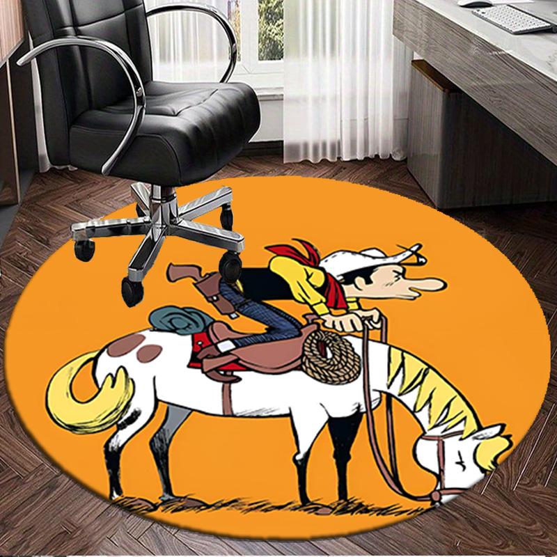 Cowboy Horseback Luke Round Rug for Livingroom,Bedroom, Palyroom, Chair Rug, Area rug, Circle Carpet, Large Size Fan Christmas gift