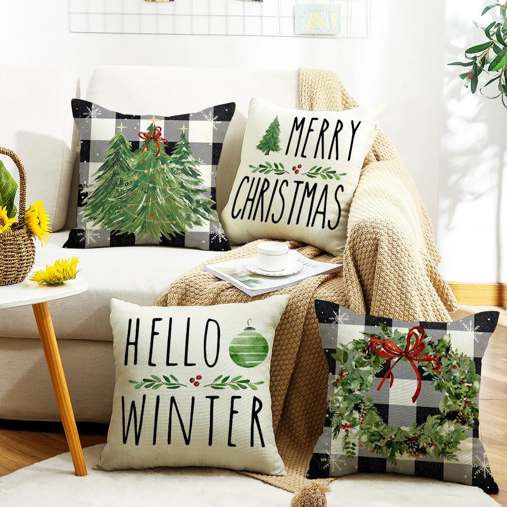 New Christmas Tree Elements, Garland Elements, Living Room Sofa Decoration, Warm Atmosphere, Letter Print Cushions