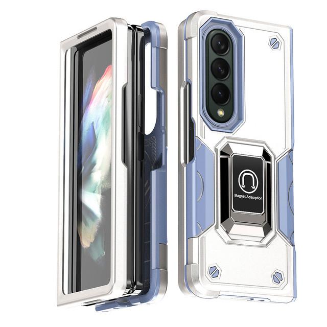 For Samsung Galaxy Z Fold 4 5g Case Luxury Armor Soft Shockproof Car Holder Magnetic Ring Phone Case For Galaxy Zfold4 Z Fold 4