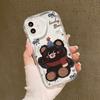 Fun graffiti bear for iPhone15 Pro mobile phone case Apple 14 cream wave 12/13 soft case 11