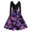 Women's Casual Fashion V,neck Valentine's Day Print Retro Dress