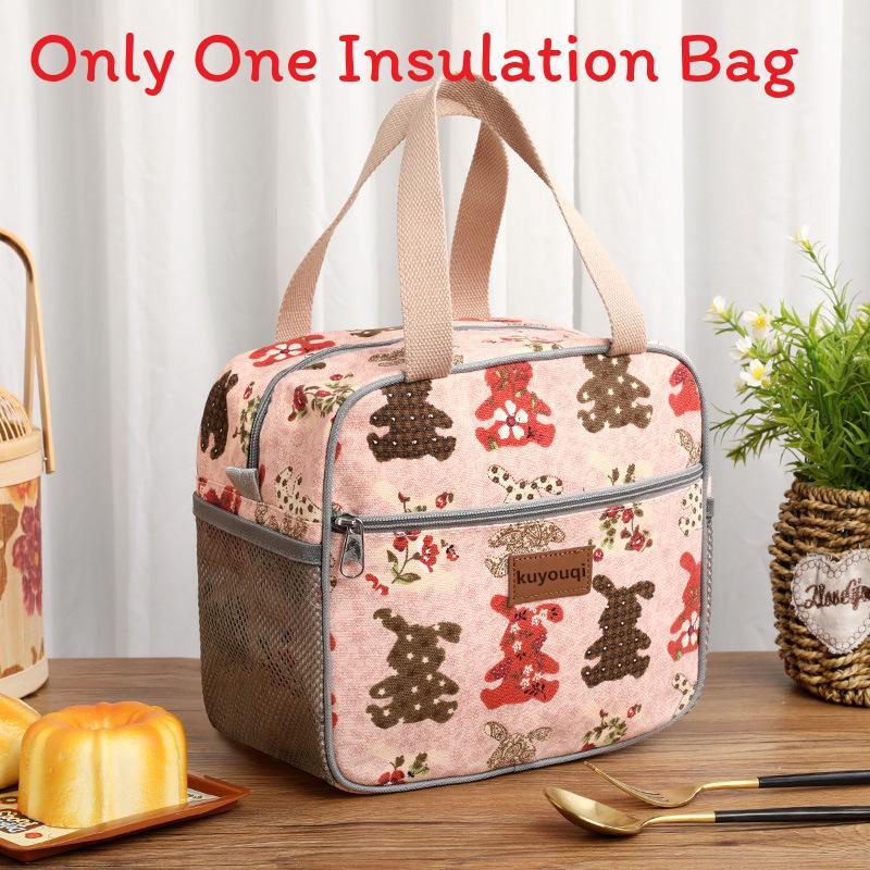 

Modern Minimalist Bento Bag With Canvas Handle For Office Workers And Students Style A