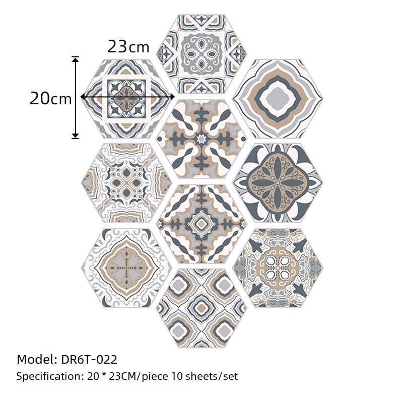 50Pcs Grey and White Marble Wood Bohemian Peel and Stick Self-Adhesive Hexagon Tile Stickers for Home Cabinet Kitchen Living Room Wall