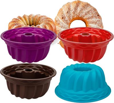 Silicone Fluted Tube Pans, Non-stick Baking Molds Silicone Round Baking Pans, BPA Free Bakeware for Cake, Gelatin, Bread, Jello,