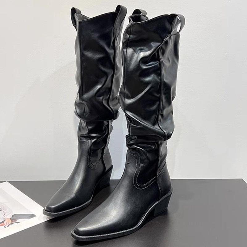 Kniehohe Damenstiefel Sexy Hohe Absätze Wildleder Modestiefel Spitze Winter Goth Chelsea-Stiefel Neue Pumps Damenstiefel