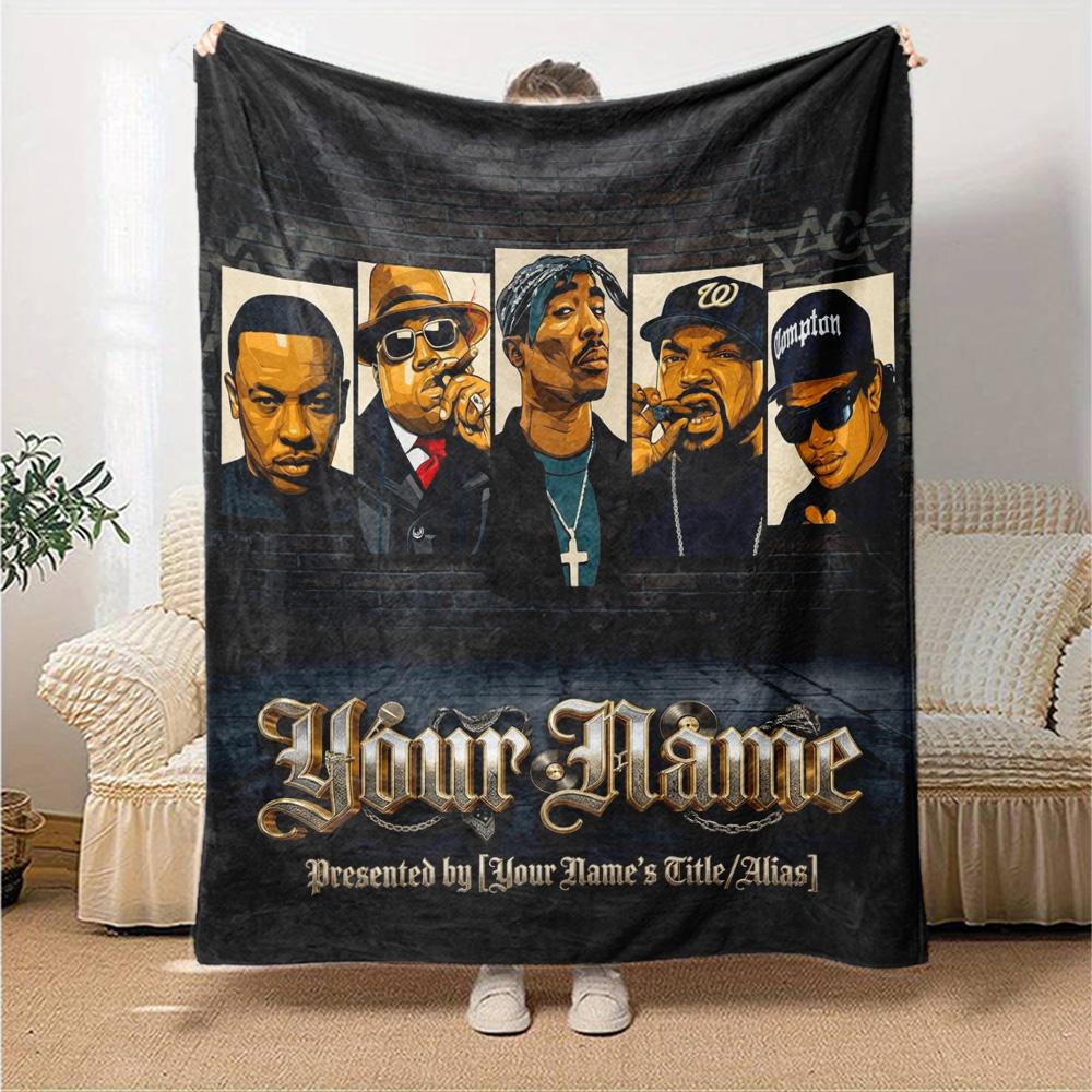 Name Custom Rappers Print Flannel Blanket High Quality Warm Comfortable Cover for All Seasons Perfect for Gifts Home Decor